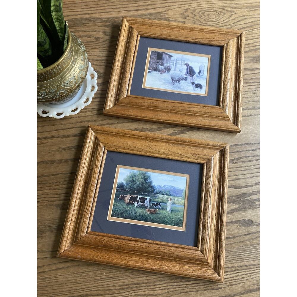 Vintage Framed Art Prints Robert Duncan Art Prints Matted In Oak Frames Set Of 2